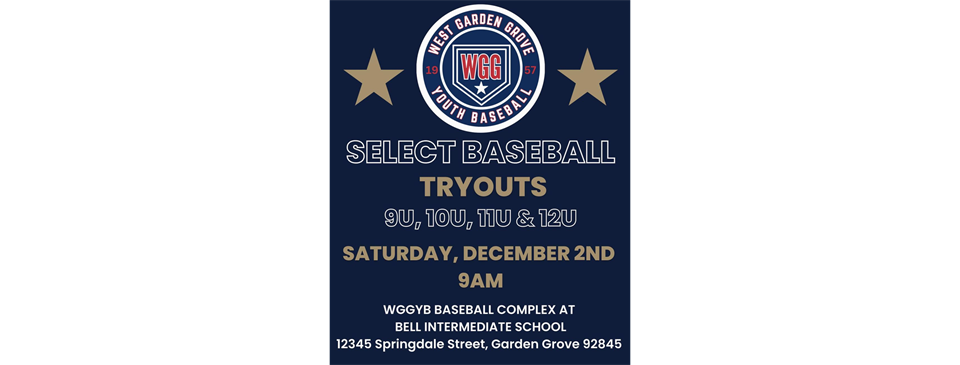 9U, 10U, 11U & 12U WGGYB Select Team Tryouts 