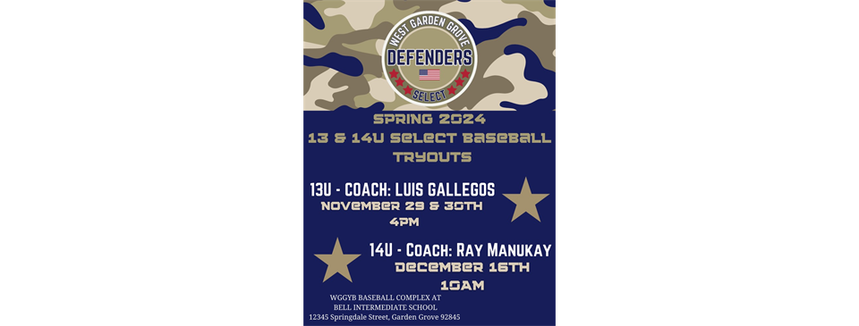 13U & 14U WGGYB Select Team Tryouts